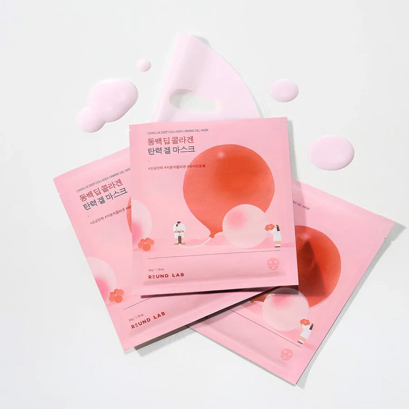 [K-beauty] Round LAB Camellia DEEP COLLAGEN V Lifting GEL MASK 4ea