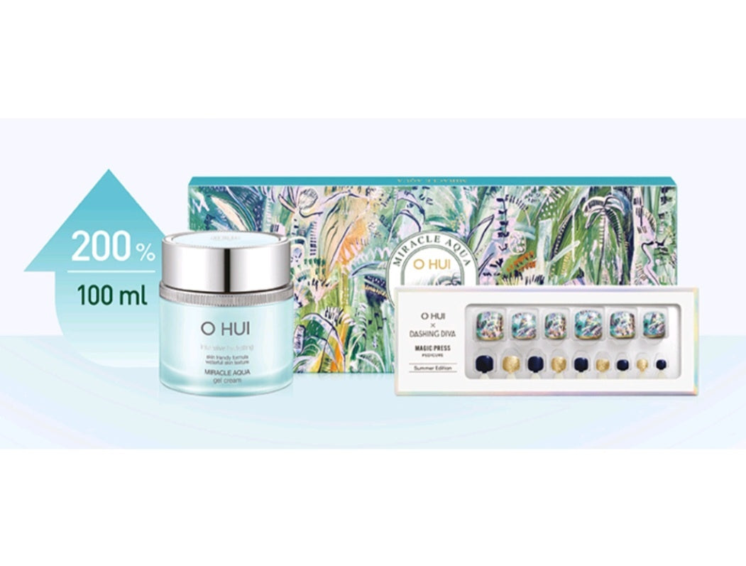 [K-beauty] OHui Miracle Aqua Gel Cream Size Up Special Set (Gel Cream 100ml+Pedicure Pack)