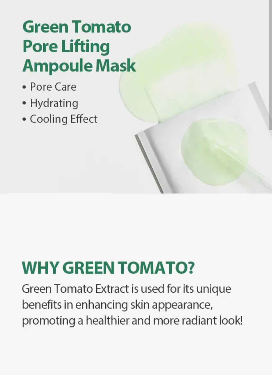 [K-beauty] SUNGBOON EDITOR Green Pore Lifting Ampoule Mask (10 sheets)