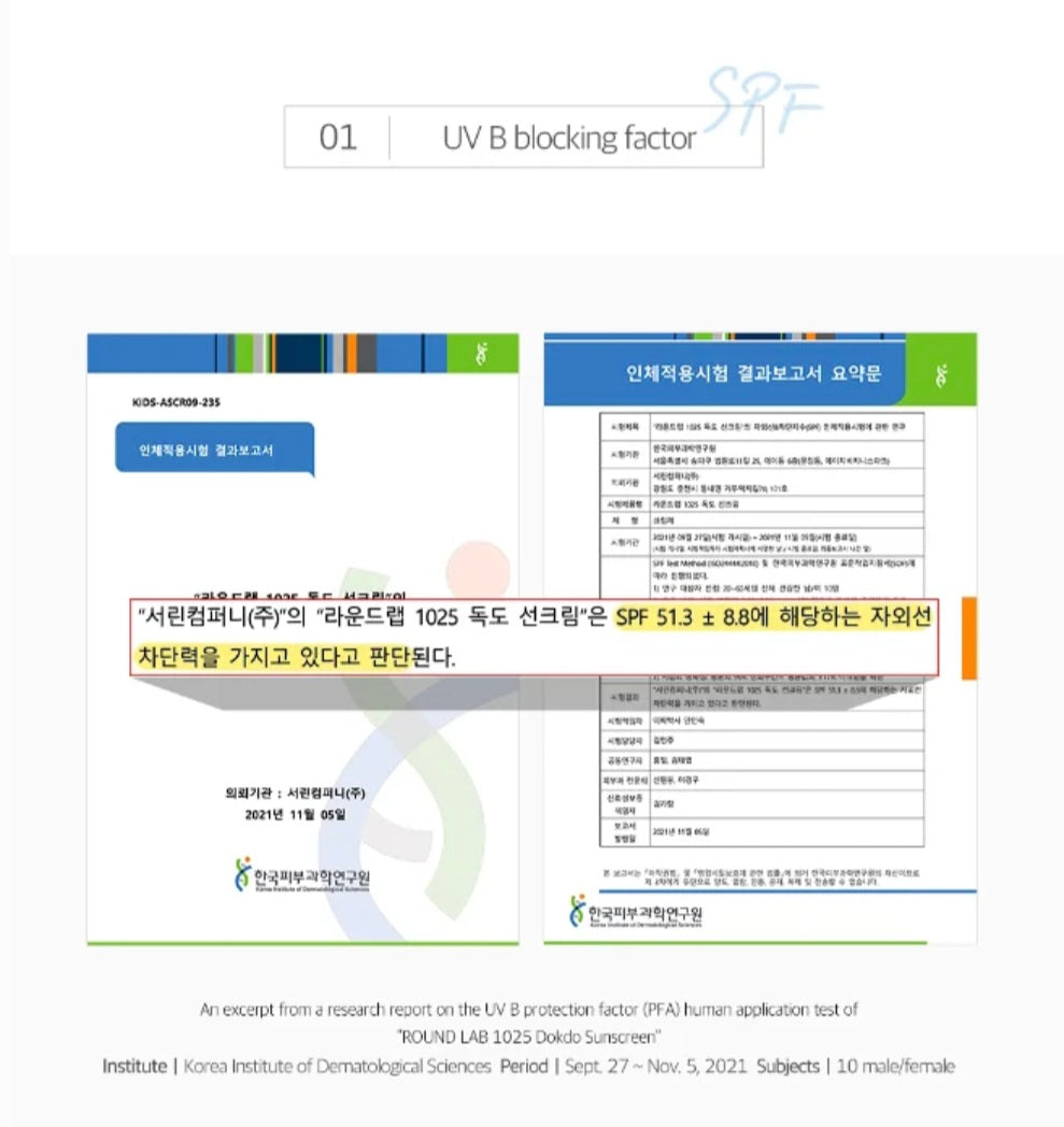 [K-beauty] Round LAB 1025 DOKDO Sunscreen 50ml