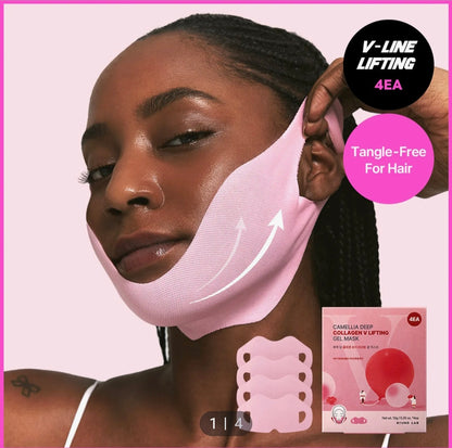 [K-beauty] Round LAB Camellia DEEP COLLAGEN V Lifting GEL MASK 4ea