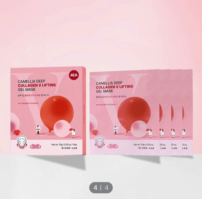 [K-beauty] Round LAB Camellia DEEP COLLAGEN V Lifting GEL MASK 4ea