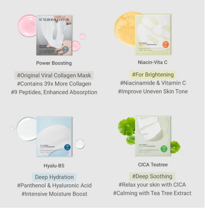 [K-beauty] SUNGBOON EDITOR Deep Collagen Cica Teatree Soothing Mask (sbedt) 37g*4ea