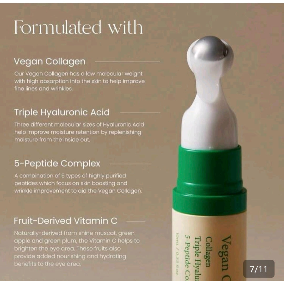 [K-beauty] AXIS-Y Vegan Collagen EYE SERUM  (Collagen,  Triple Hyaluronic Acid & 5-Peptide Complex) 10ml