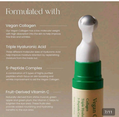 [K-beauty] AXIS-Y Vegan Collagen EYE SERUM  (Collagen,  Triple Hyaluronic Acid & 5-Peptide Complex) 10ml