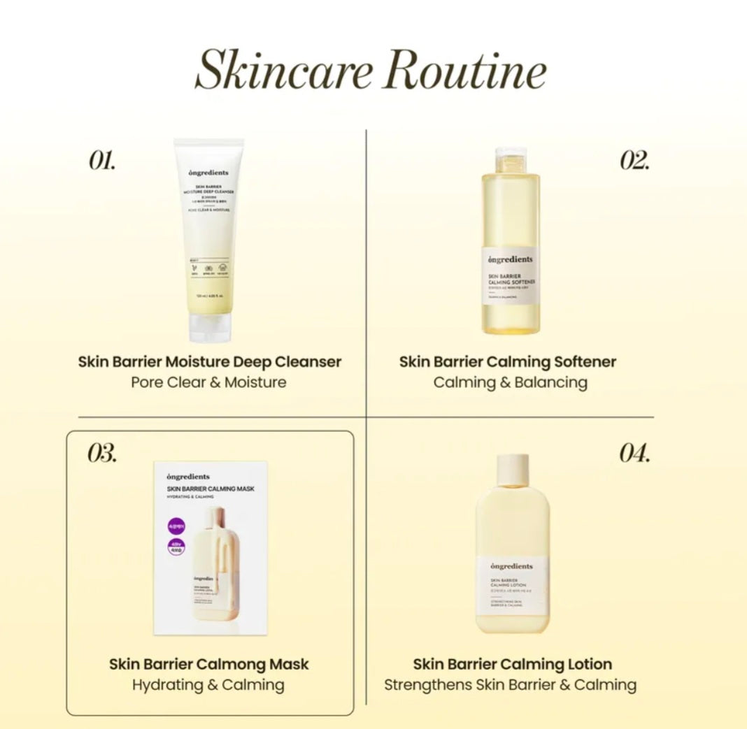 [K-beauty] ONGREDIENTS SKIN BARRIER CALMING MASK (6 sheets)