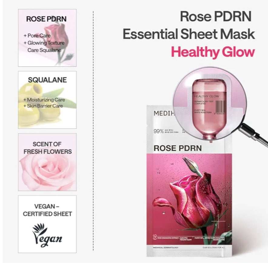 [K-beauty] Medheal Rose PDRN Essential Mask_Revitalizing (10sheets)