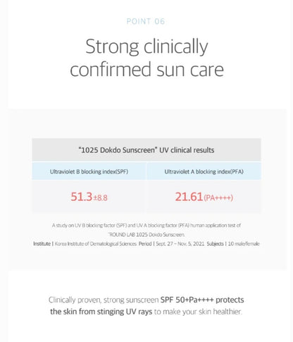 [K-beauty] Round LAB 1025 DOKDO Sunscreen 50ml