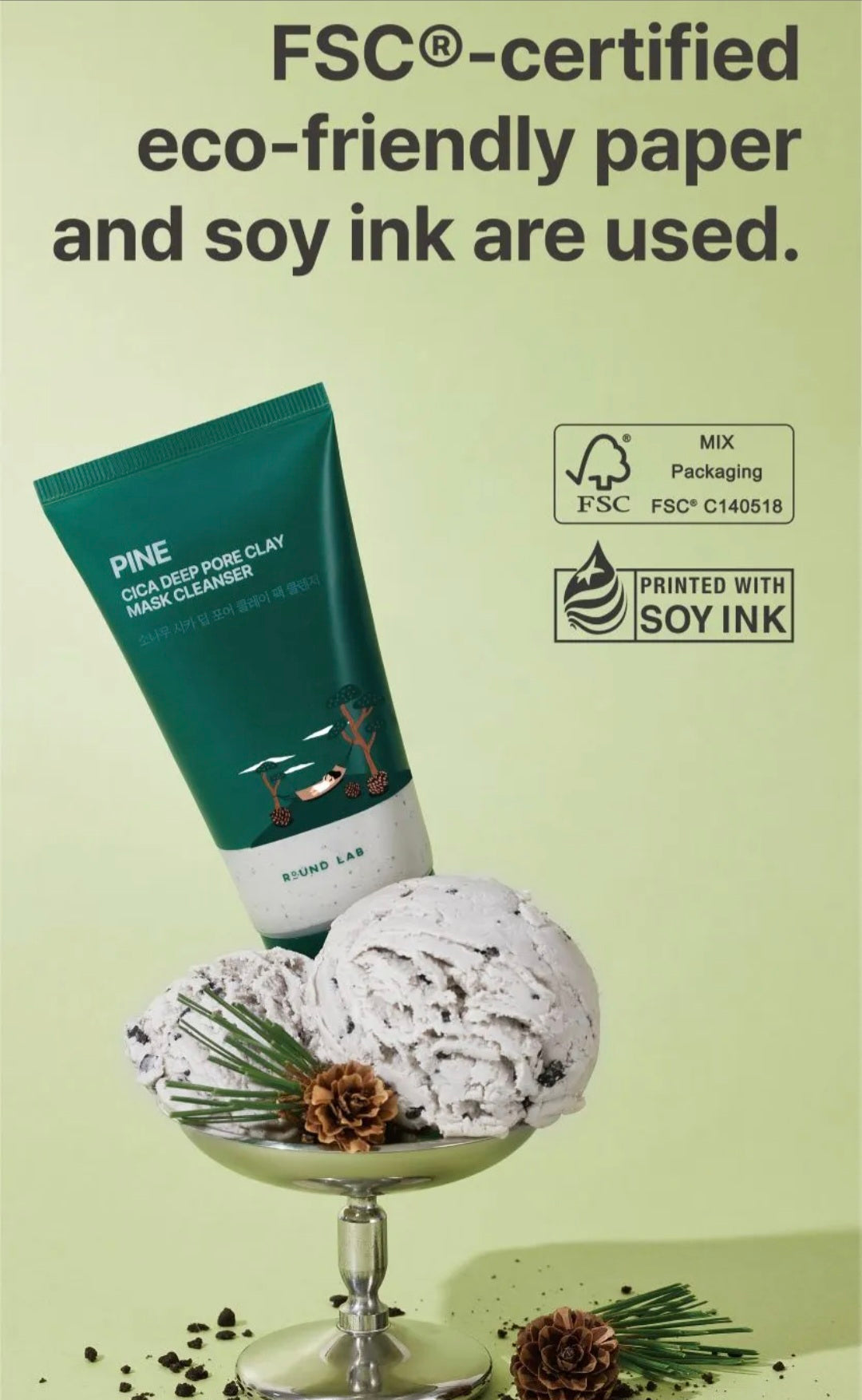 [K-beauty] Round LAB PINE CICA DEEP PORE CLAY MASK Cleanser 150ml