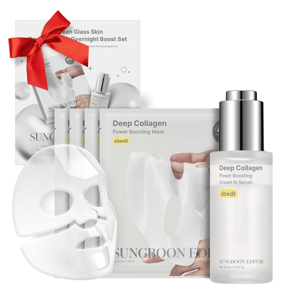 [K-beauty] SUNGBOON EDITOR KOREAN GLASS SKIN Deep Collagen  Overnight Boost Set #Real Tiktok Overnight Mask #C-infused Skin BooSerum