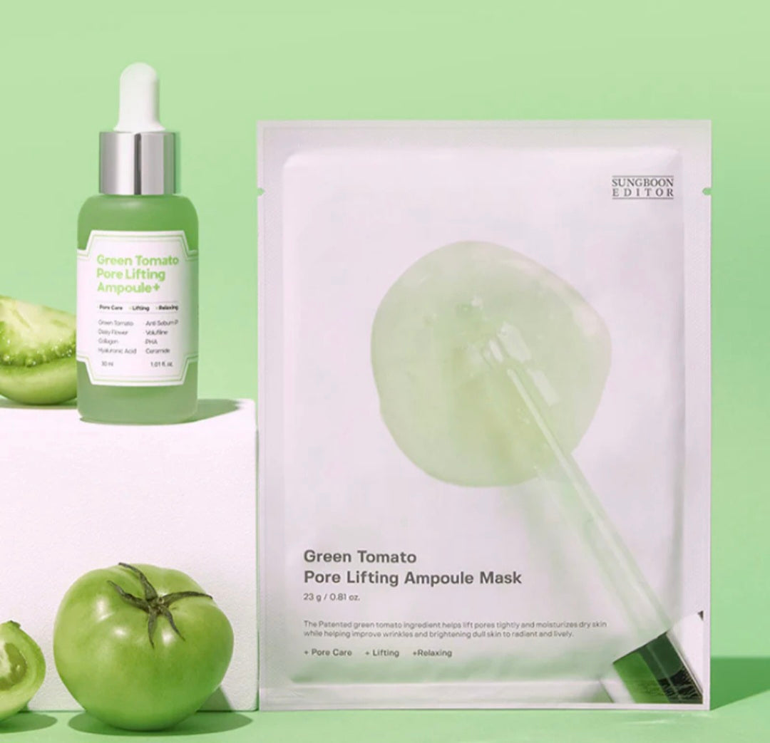 [K-beauty] SUNGBOON EDITOR GREEN TOMATO PORE LIFTING AMPOULE MASK 10 Sheets