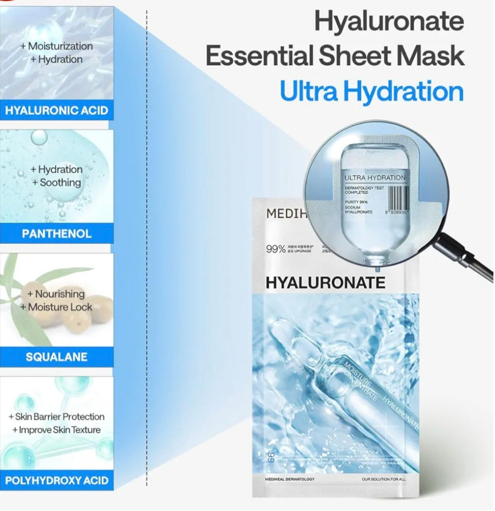 [K-beauty] Medheal Essential Hyaluronate Mask_Ultra-hydrating (10sheets)